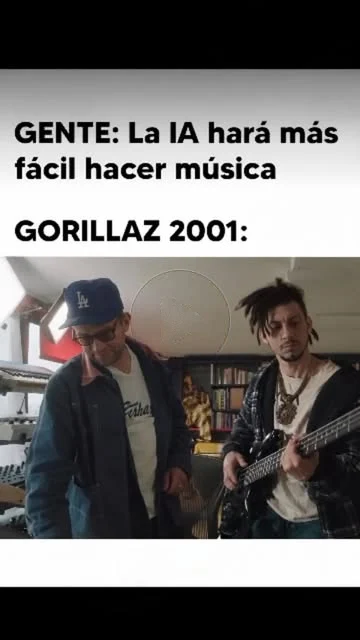 Meme de Zurdosound sobre la inteligencia artificial y Gorillaz en 2001
